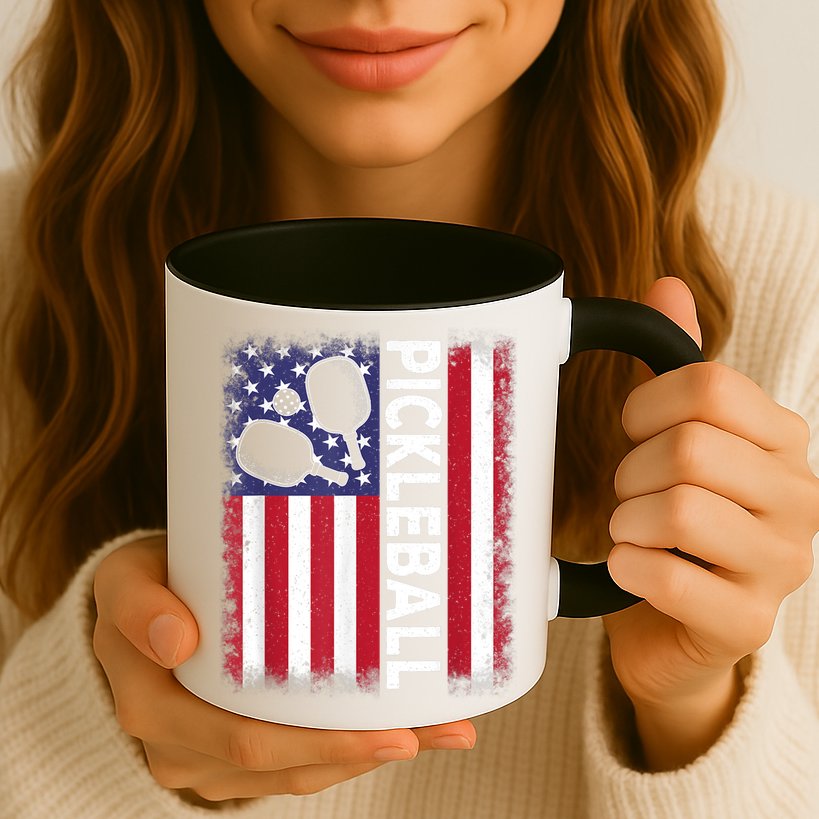 Pickleball American Flag Funny Pickleball Lover Mug