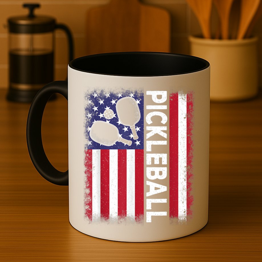 Pickleball American Flag Funny Pickleball Lover Mug