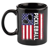 Pickleball American Flag Funny Pickleball Lover 11oz C Handle Ceramic Mug