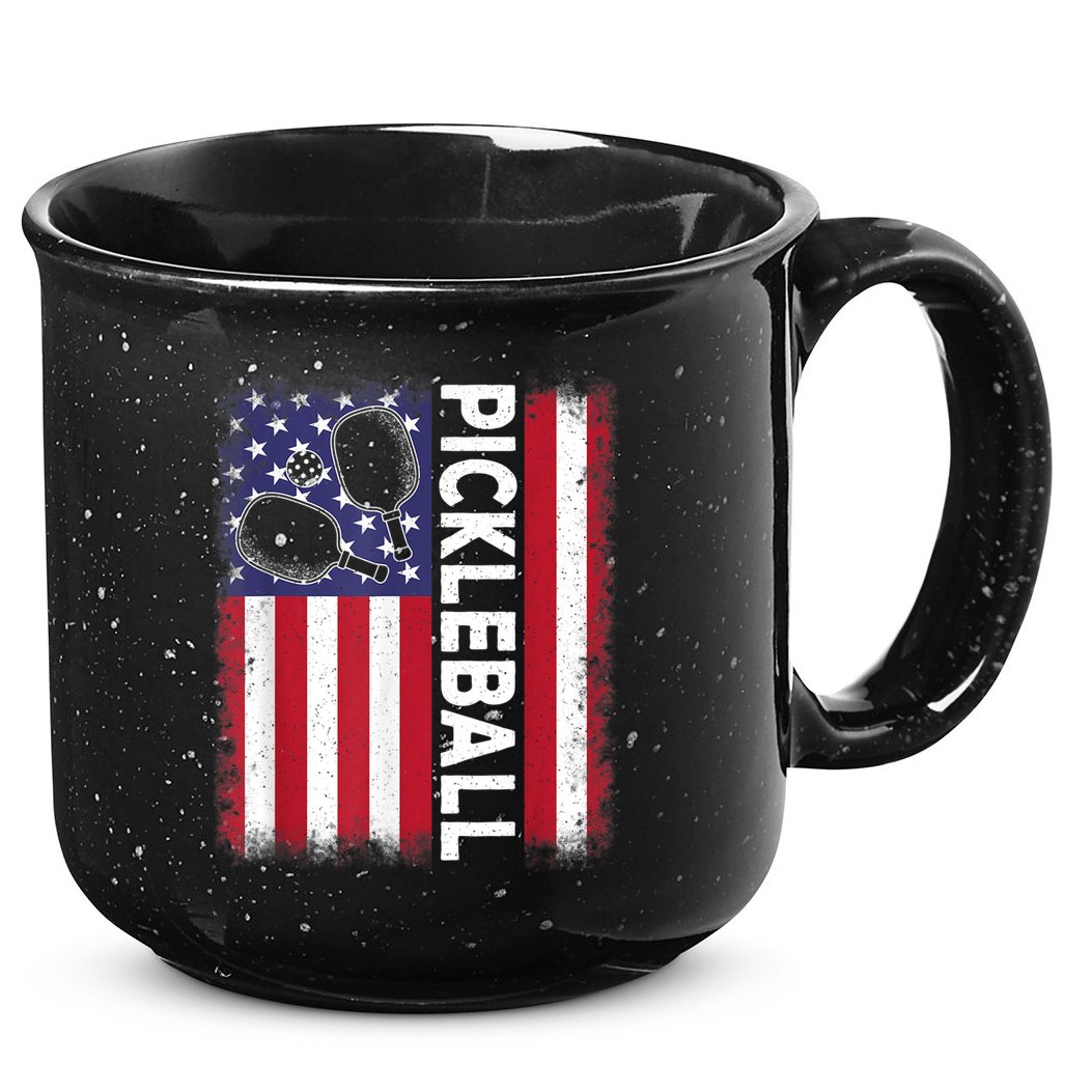 Pickleball American Flag Funny Pickleball Lover 15oz Campfire Ceramic Mug