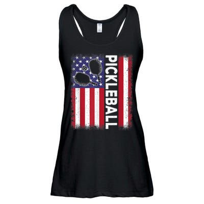 Pickleball American Flag Funny Pickleball Lover Ladies Essential Flowy Tank