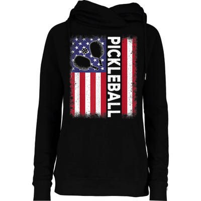 Pickleball American Flag Funny Pickleball Lover Womens Funnel Neck Pullover Hood