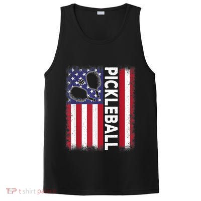 Pickleball American Flag Funny Pickleball Lover PosiCharge Competitor Tank