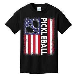 Pickleball American Flag Funny Pickleball Lover Kids T-Shirt