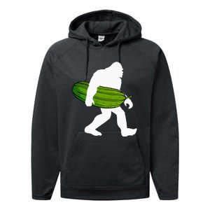 Pickle Art For Women Bigfoot Cucumber Performance Fleece Hoodie