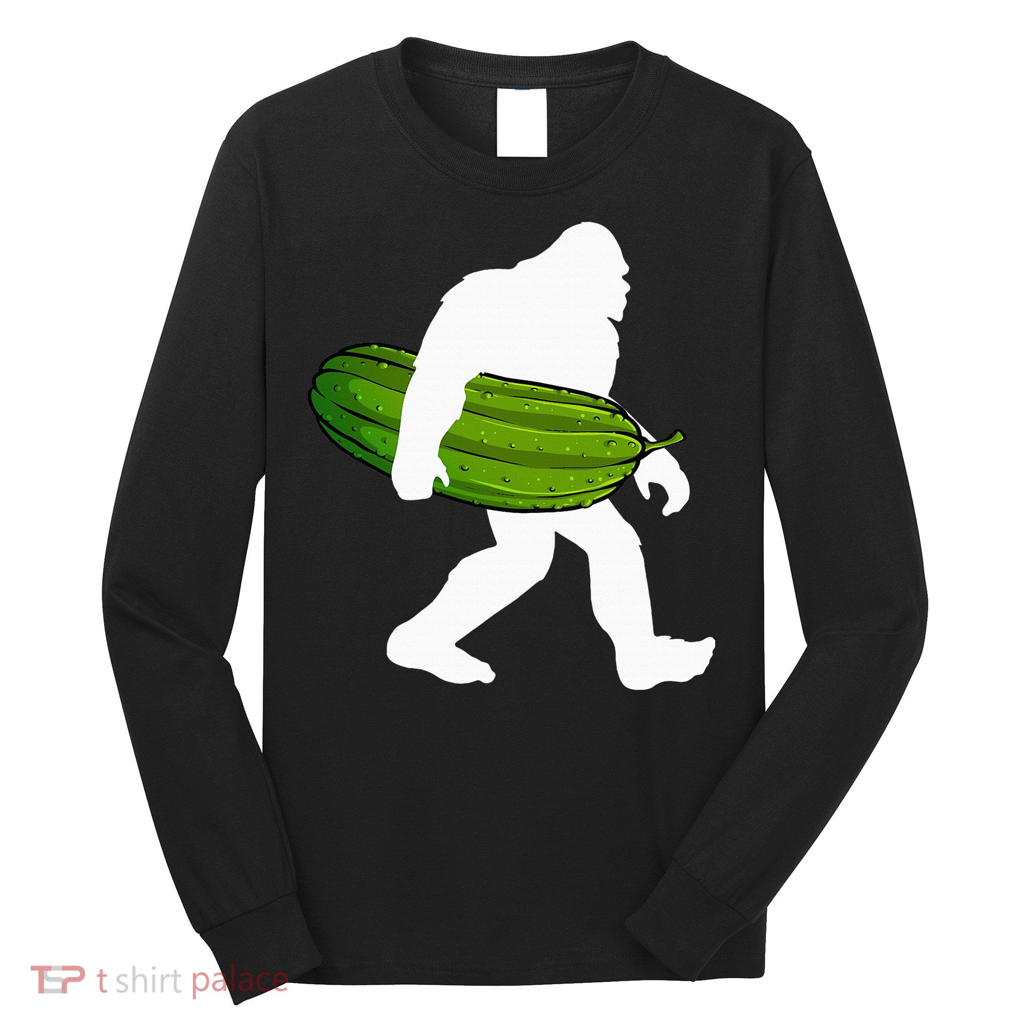 Pickle Art For Women Bigfoot Cucumber Long Sleeve Shirt