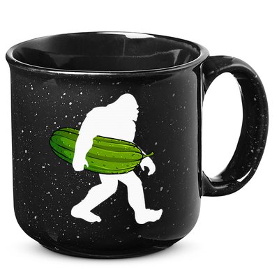 Pickle Art For Women Bigfoot Cucumber 15oz Campfire Ceramic Mug