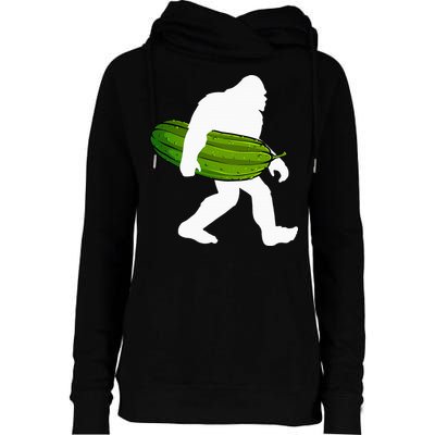 Pickle Art For Women Bigfoot Cucumber Womens Funnel Neck Pullover Hood