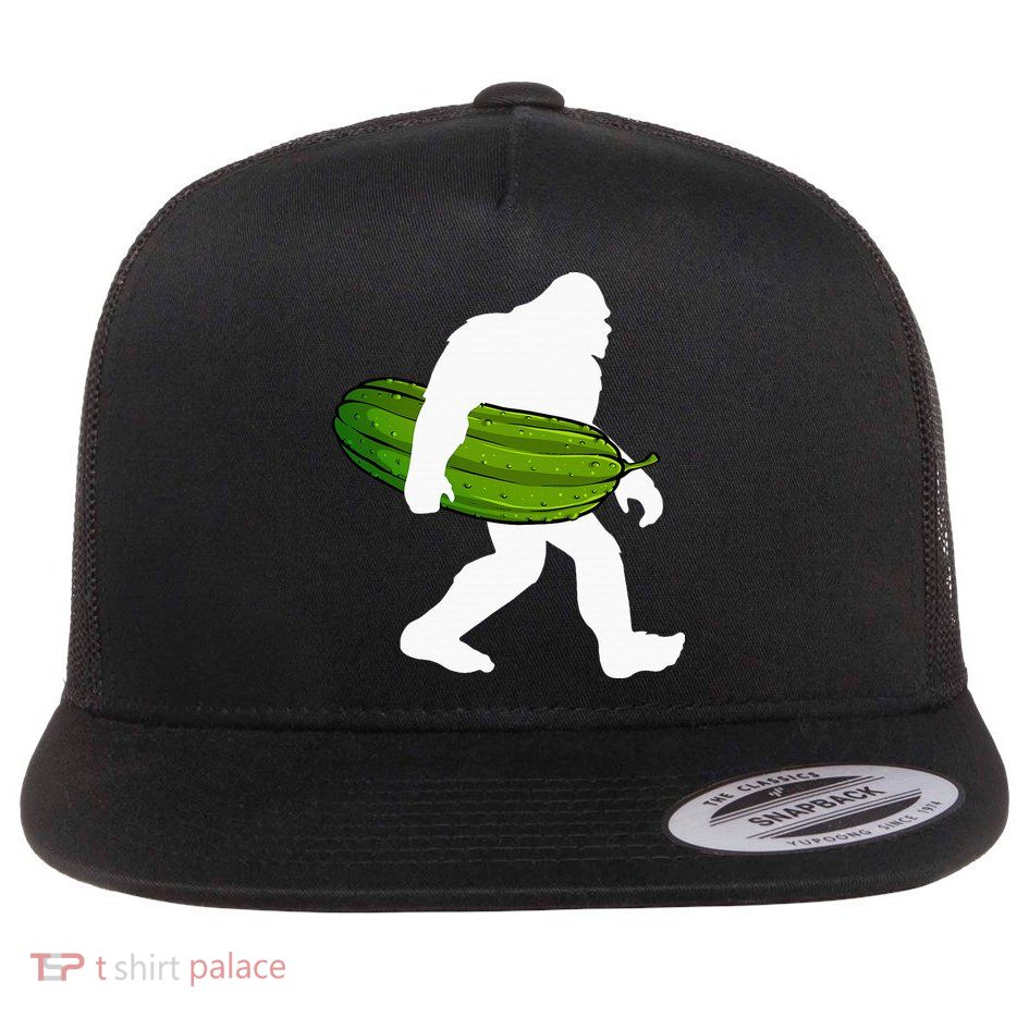 Pickle Art For Women Bigfoot Cucumber Flat Bill Trucker Hat