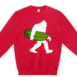 Pickle Art For Women Bigfoot Cucumber Premium Crewneck Sweatshirt