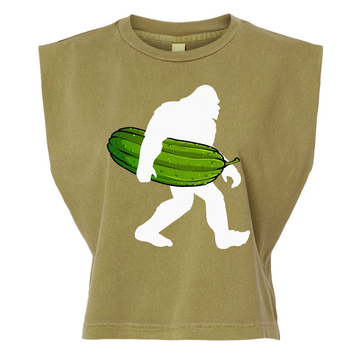 Pickle Art For Women Bigfoot Cucumber Garment-Dyed Women's Muscle Tee