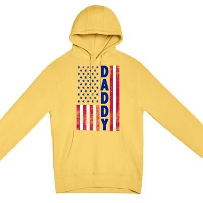 Patriotic American Flag Dad Father's Day Premium Pullover Hoodie