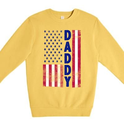 Patriotic American Flag Dad Father's Day Premium Crewneck Sweatshirt