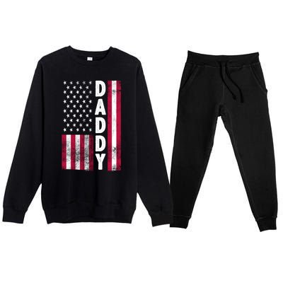 Patriotic American Flag Dad Father's Day Premium Crewneck Sweatsuit Set