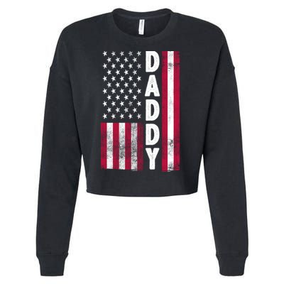 Patriotic American Flag Dad Father's Day Cropped Pullover Crew