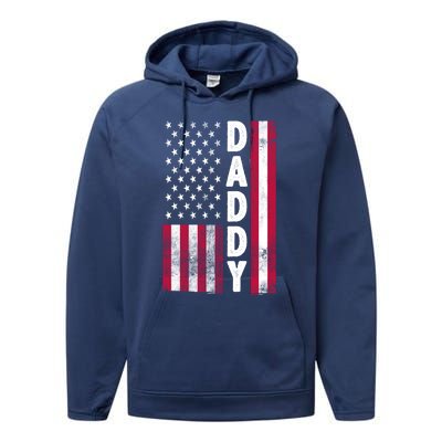 Patriotic American Flag Dad Father's Day Performance Fleece Hoodie