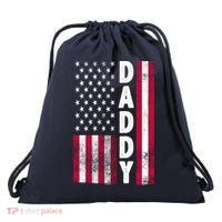 Patriotic American Flag Dad Father's Day Drawstring Bag