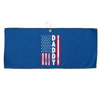 Patriotic American Flag Dad Father's Day Large Microfiber Waffle Golf Towel