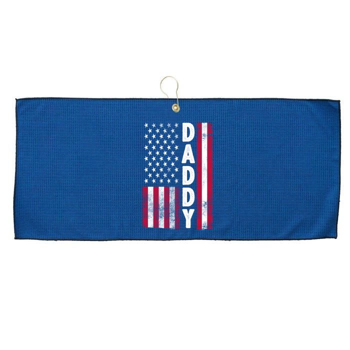 Patriotic American Flag Dad Father's Day Large Microfiber Waffle Golf Towel