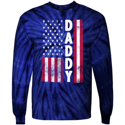 Patriotic American Flag Dad Father's Day Tie-Dye Long Sleeve Shirt