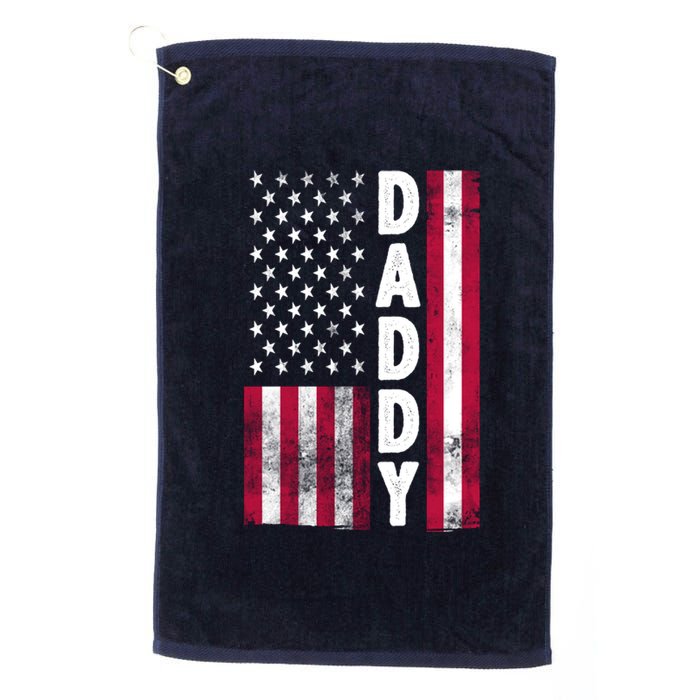 Patriotic American Flag Dad Father's Day Platinum Collection Golf Towel