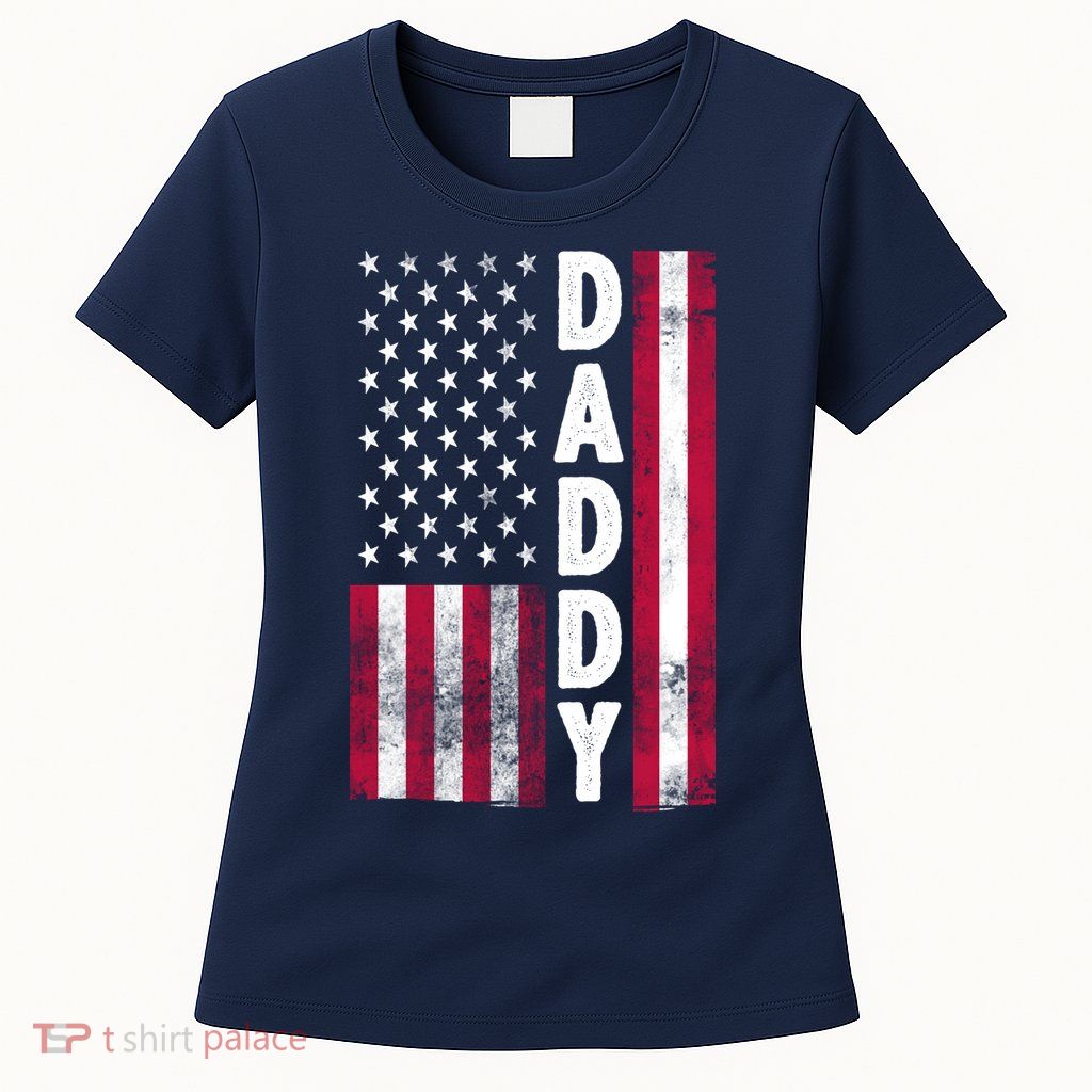 Patriotic American Flag Dad Father's Day Womens T-Shirt