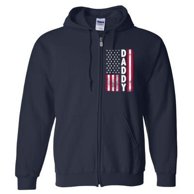 Patriotic American Flag Dad Father's Day Full Zip Hoodie