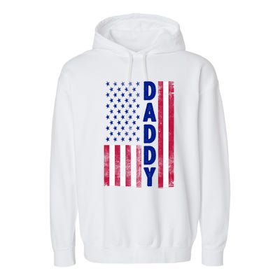 Patriotic American Flag Dad Father's Day Garment-Dyed Fleece Hoodie