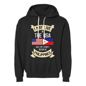 Philippines American Flag USA Filipino Roots Gifts Garment-Dyed Fleece Hoodie