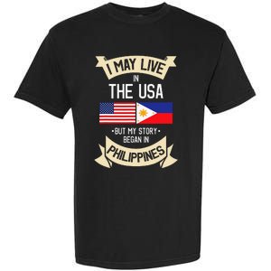 Philippines American Flag USA Filipino Roots Gifts Garment-Dyed Heavyweight T-Shirt