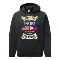 Philippines American Flag USA Filipino Roots Gifts Performance Fleece Hoodie