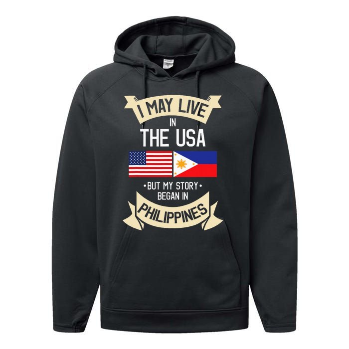 Philippines American Flag USA Filipino Roots Gifts Performance Fleece Hoodie