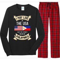 Philippines American Flag USA Filipino Roots Gifts Long Sleeve Pajama Set