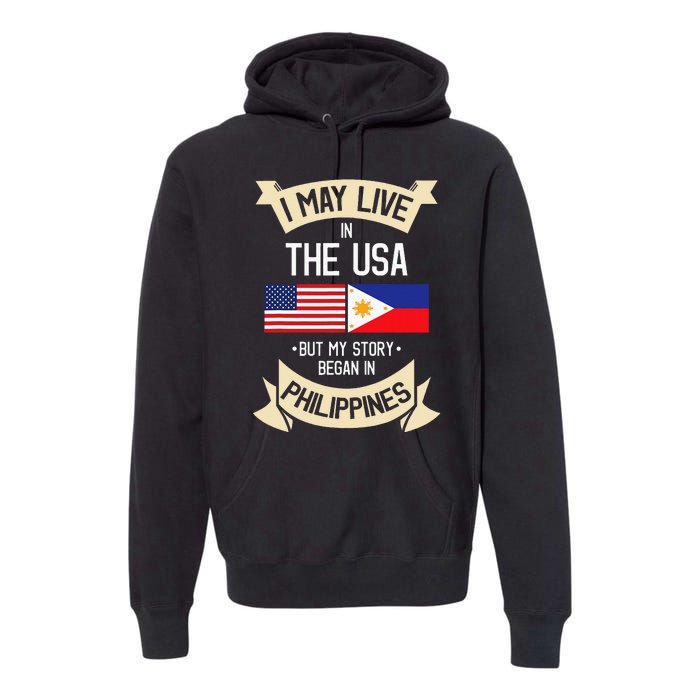 Philippines American Flag USA Filipino Roots Gifts Premium Hoodie