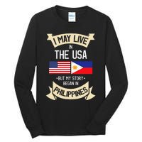 Philippines American Flag USA Filipino Roots Gifts Tall Long Sleeve T-Shirt