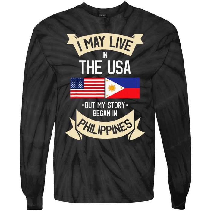 Philippines American Flag USA Filipino Roots Gifts Tie-Dye Long Sleeve Shirt