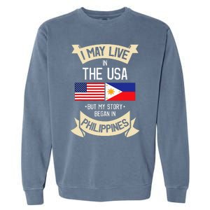 Philippines American Flag USA Filipino Roots Gifts Garment-Dyed Sweatshirt