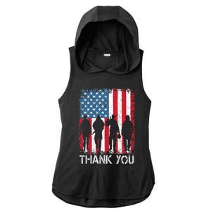 Patriotic American Flag Thank You Ladies PosiCharge Tri-Blend Wicking Draft Hoodie Tank