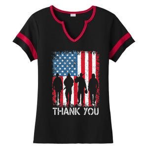 Patriotic American Flag Thank You Ladies Halftime Notch Neck Tee