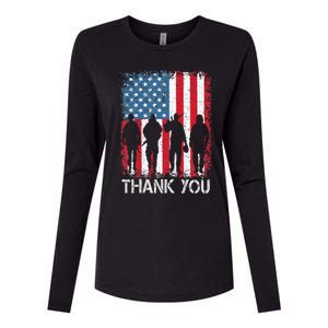 Patriotic American Flag Thank You Womens Cotton Relaxed Long Sleeve T-Shirt