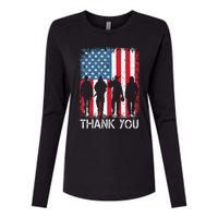 Patriotic American Flag Thank You Womens Cotton Relaxed Long Sleeve T-Shirt