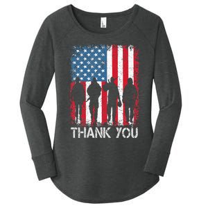 Patriotic American Flag Thank You Women's Perfect Tri Tunic Long Sleeve Shirt