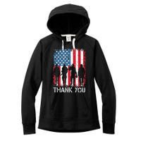 Patriotic American Flag Thank You Women's Fleece Hoodie