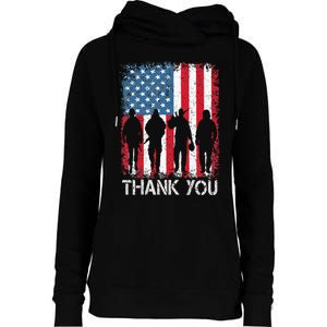 Patriotic American Flag Thank You Womens Funnel Neck Pullover Hood