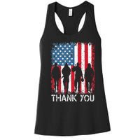 Patriotic American Flag Thank You Women's Racerback Tank