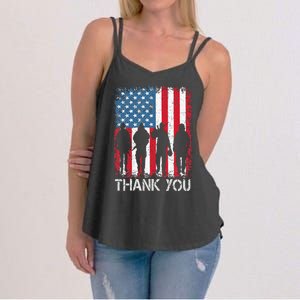 Patriotic American Flag Thank You Women's Strappy Tank