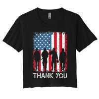 Patriotic American Flag Thank You Women's Crop Top Tee