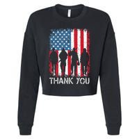 Patriotic American Flag Thank You Cropped Pullover Crew