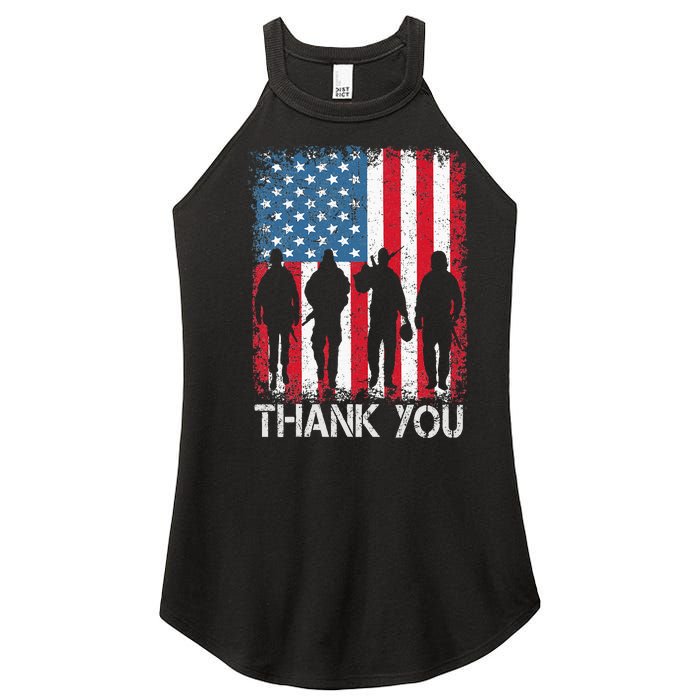 Patriotic American Flag Thank You Women's Perfect Tri Rocker Tank