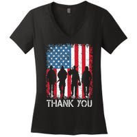 Patriotic American Flag Thank You Women's V-Neck T-Shirt